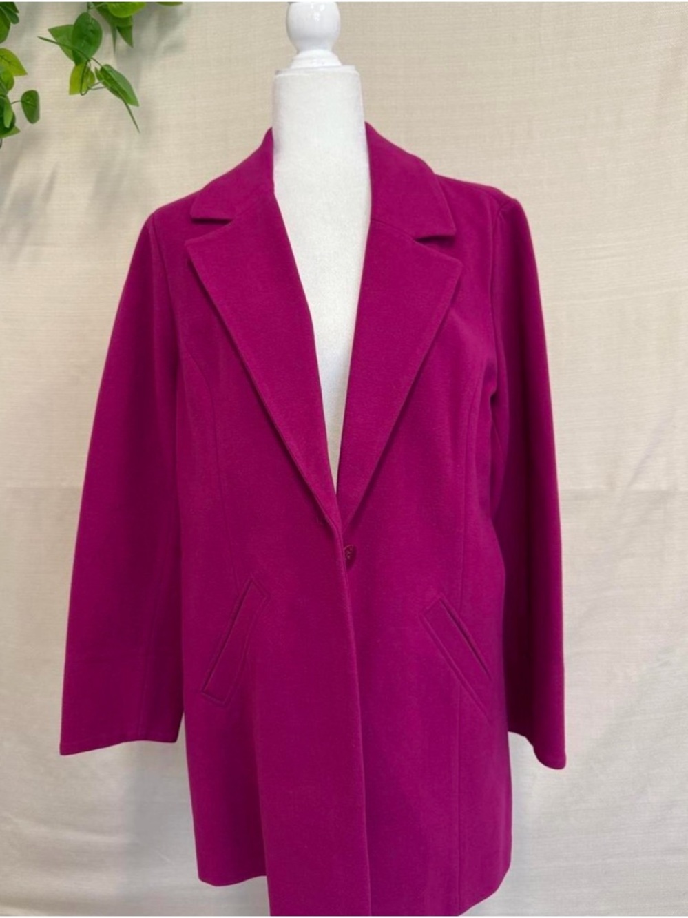 Chico's Vibrant Fuchsia Single-Button Trench Coat - Picture 1 of 8